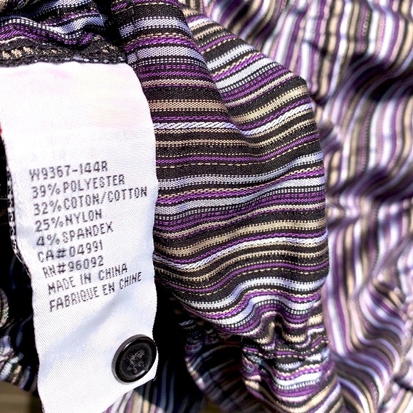 Purple striped long sleeve button top with ruching New! - Picture 13 of 16